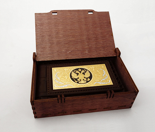 Кожаная визитница "Герб РФ" №3. Златоуст