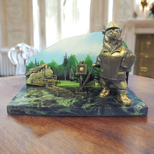 Бронзовый сувенир "Железные дороги"