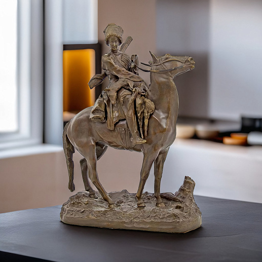 Бронзовая композиция "Горец на лошади с козлёнком"