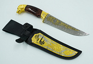 Нож с головой собаки №1  /дамаск/.