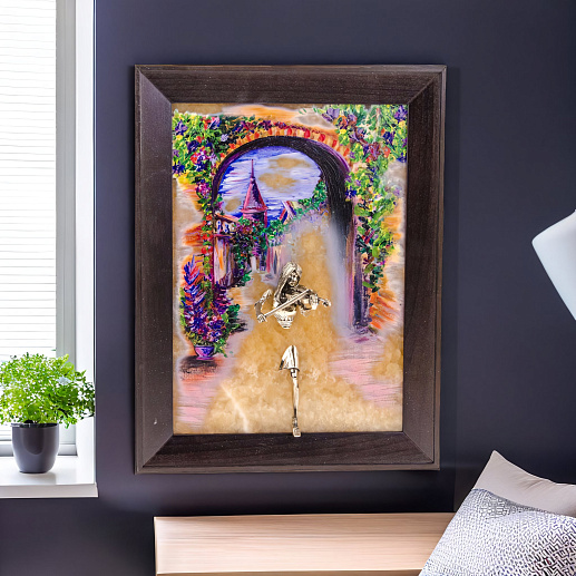 Бронзовая картина "Скрипачка. Рассвет"