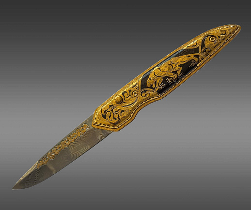 Нож складной дамасский "Пантера"