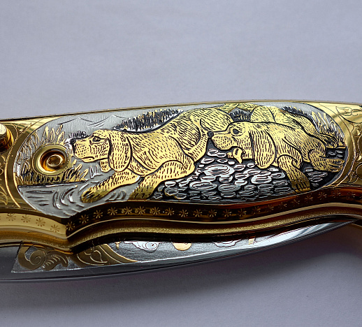 Нож складной "Охотничьи собаки"