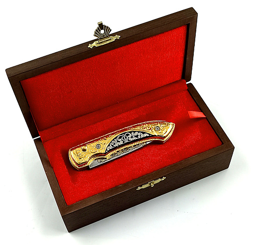 Нож складной дамасский Узор. Златоуст.