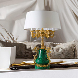 Настольная лампа из малахита с птичками