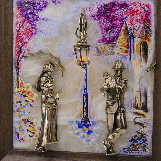 Бронзовая картина "Пара. Весна" с подсветкой