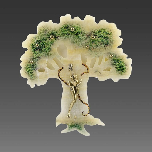 Бронзовая картина "Ева" на ониксе рисованная