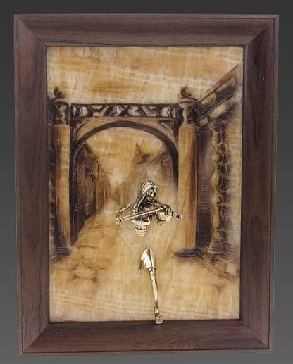 Бронзовая картина "Скрипачка. Сумерки"