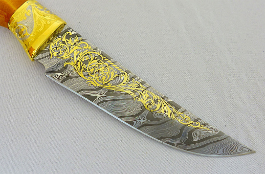 Украшенный нож №1 /дамаск/. Златоуст