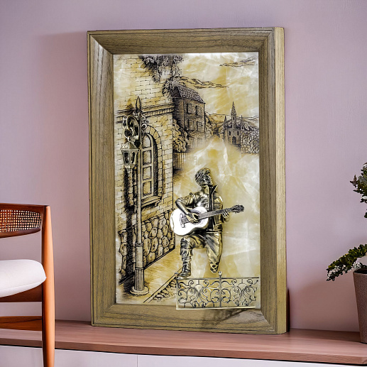 Бронзовая картина "Серенада. Парень"