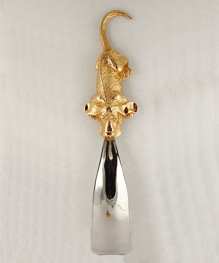 Интерьерная обувная ложка "Собака". Позолоченная