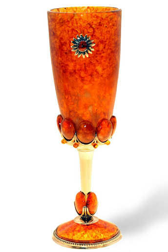 Подарочный бокал для вина из камня (янтарь)