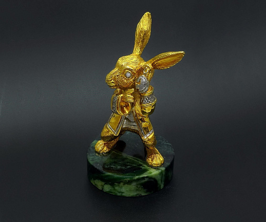 Новогодняя статуэтка "Кролик и часы"