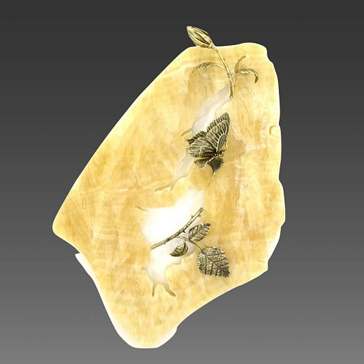 Бронзовая картина на ониксе "Роза(верхняя)"