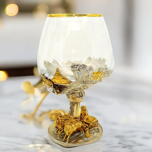 Подарочный бокал для коньяка "Русская тройка"