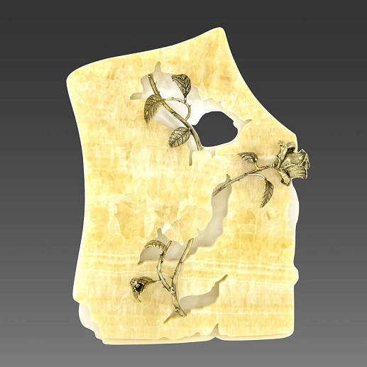 Бронзовая картина на ониксе "Роза(нижняя)"