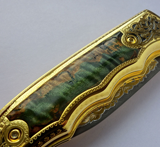 Нож складной дамасский "Орнамент" купить с доставкой Нож складной дамасский "Орнамент"