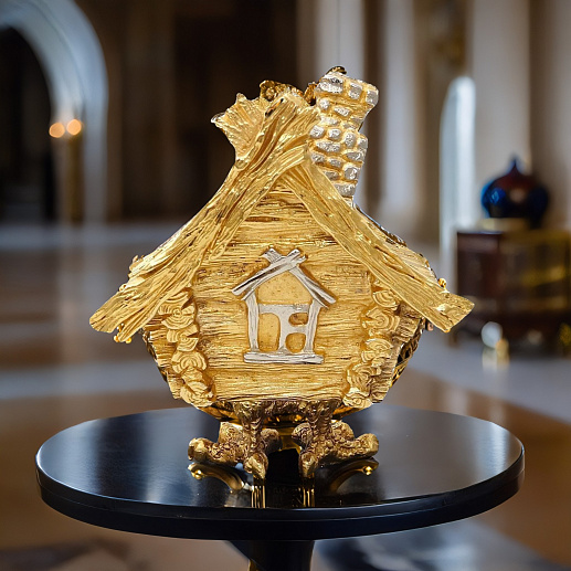 Шкатулка "Избушка". Позолоченная