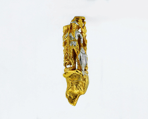 Чехол для зажигалки "Охотник с собакой" в золоте