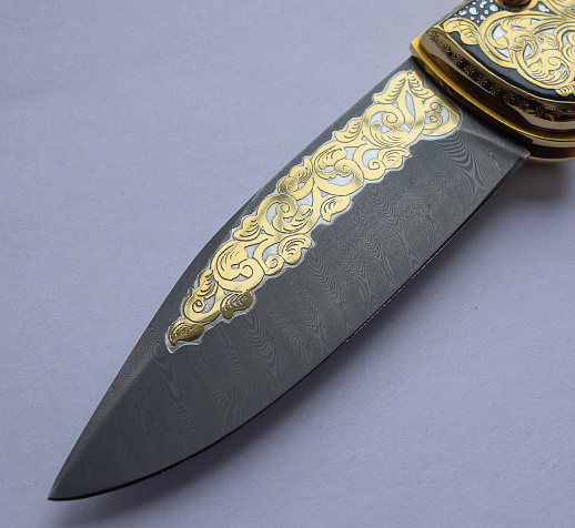 Нож складной дамасский "Два тигра" купить с доставкой Нож складной дамасский "Два тигра"