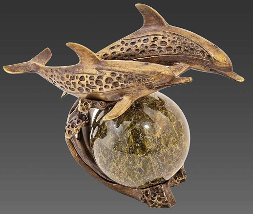 Бронзовая композиция «Дельфины на волне»