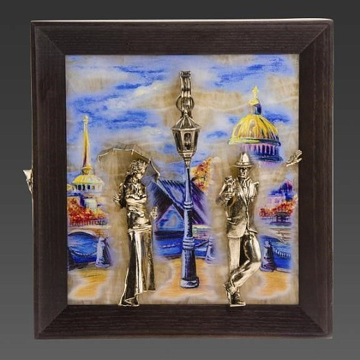 Бронзовая ключница настенная "Пара. Набережная. Мост"
