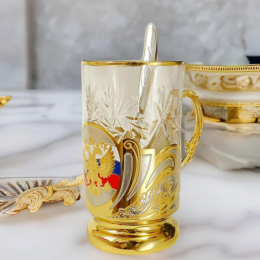 Подстаканник со стаканом в подарок "Златоуст"