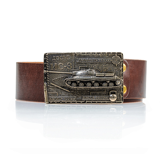 Ремень кожаный с пряжкой "Танк"