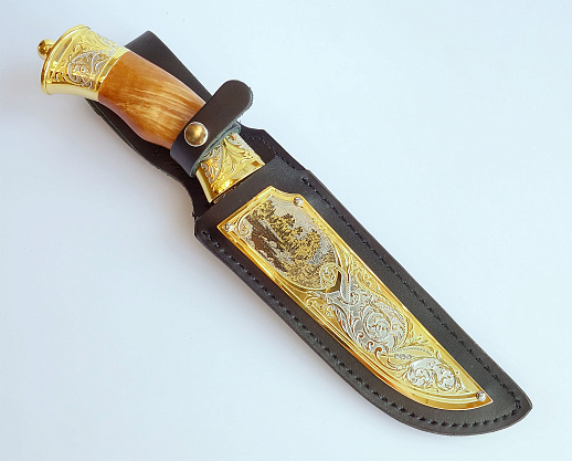 Украшенный нож №8 /дамаск/. Златоуст купить с доставкой Украшенный нож №8 /дамаск/. Златоуст