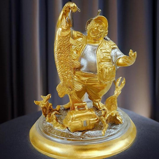 Бронзовая композиция "Рыбак и улов"