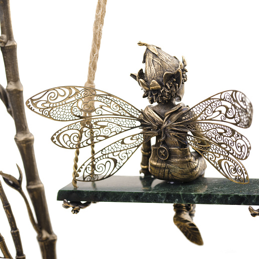 Бронзовая композиция "Эльф на качелях"