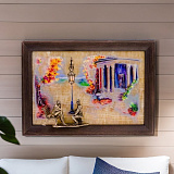 Бронзовая картина "Предложение. Пятигорск. Старый ресторан Провал" с подсветкой