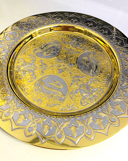 Икорница с блюдцем "Осетр". Златоуст