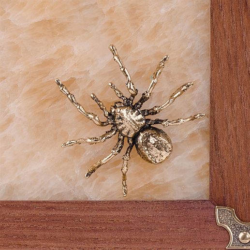 Бронзовая картина-панно на ониксе "Паук"