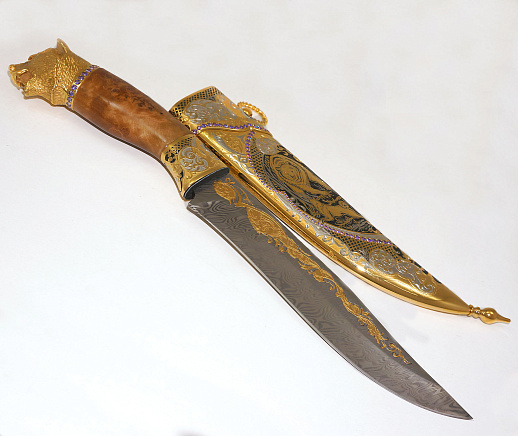 Нож медведь №7 дамаск. Златоуст