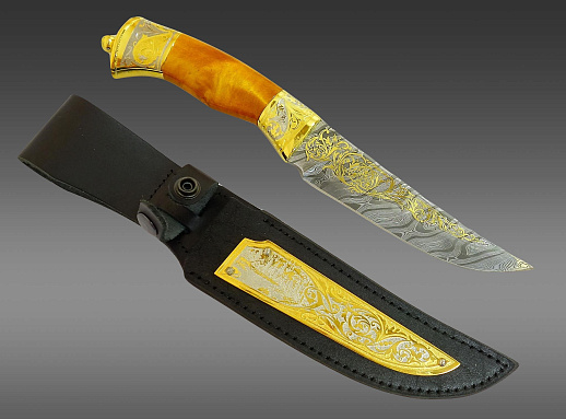 Украшенный нож №1 /дамаск/. Златоуст