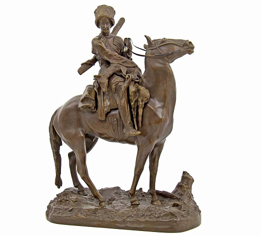 Бронзовая композиция "Горец на лошади с козлёнком"