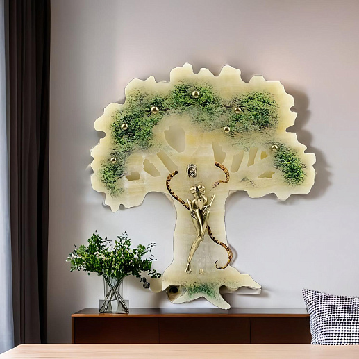 Бронзовая картина "Ева" на ониксе рисованная