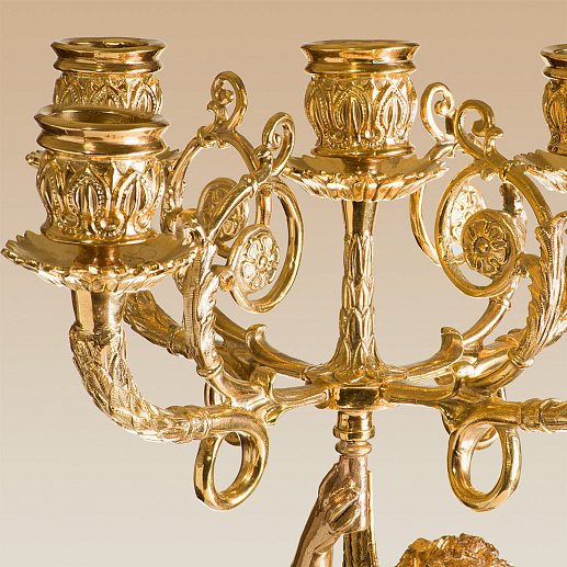 Каминные канделябры с часами из малахита