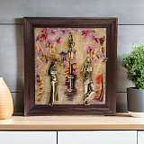 Бронзовая ключница настенная "Пара. Осень" с подсветкой