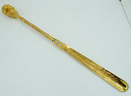 Декоративная обувная ложка "Лев". Позолоченная