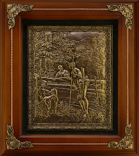 Деревянная ключница настенная "Охотник с собакой"