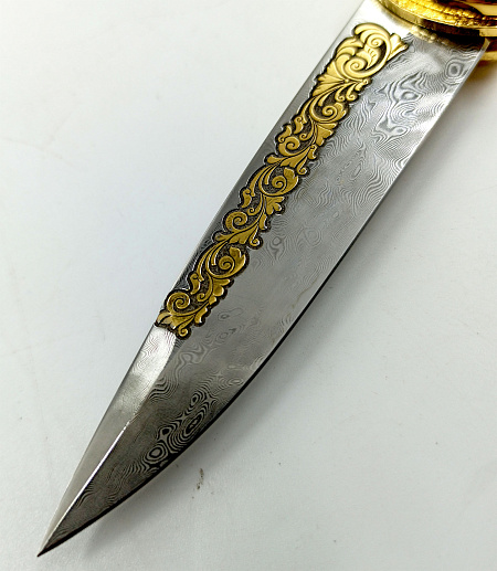 Нож складной дамасский Узор. Златоуст.