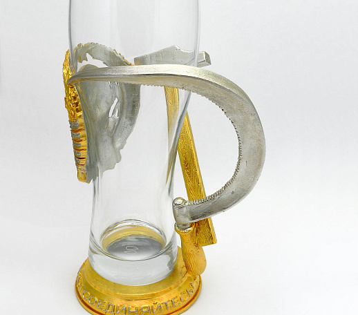 Подарочный бокал для пива "Серп и молот" в золоте