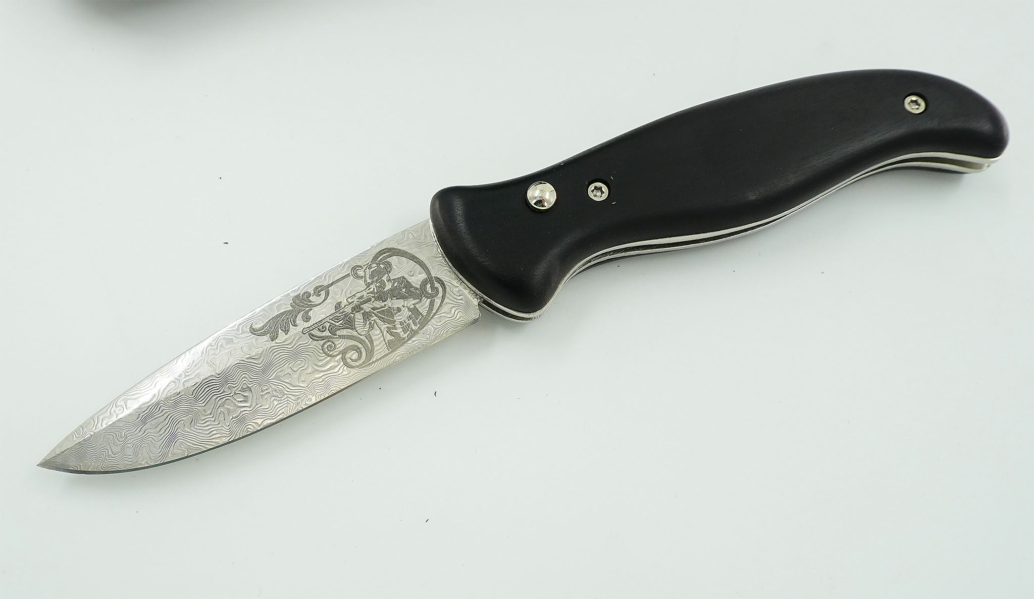 Нож складной рабочий №1 дамасский