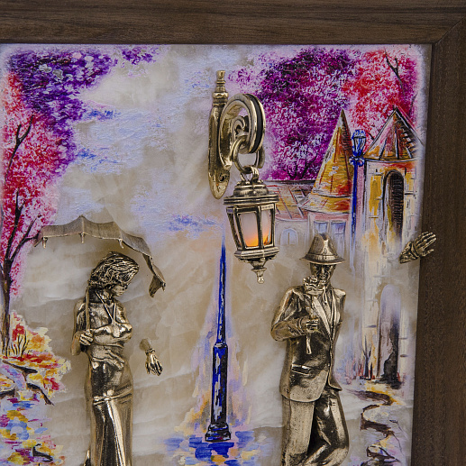 Бронзовая картина "Пара. Весна" с подсветкой